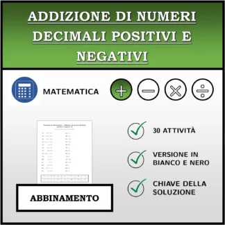 Esercizio di abbinamento: Addizione di numeri decimali positivi e negativi
