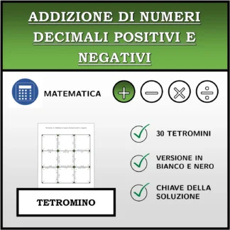Tetramino: Addizione di numeri decimali positivi e negativi
