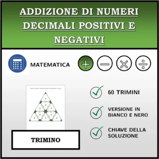 Trimino: Addizione di numeri decimali positivi e negativi