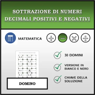Domino: Sottrazione di numeri decimali positivi e negativi
