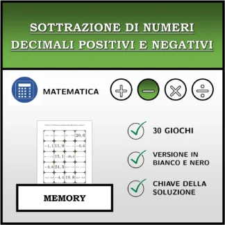 Memory: Sottrazione di numeri decimali positivi e negativi