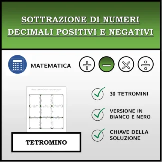 Tetramino: Sottrazione di numeri decimali positivi e negativi