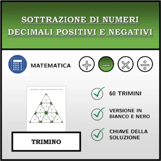 Trimino: Sottrazione di numeri decimali positivi e negativi