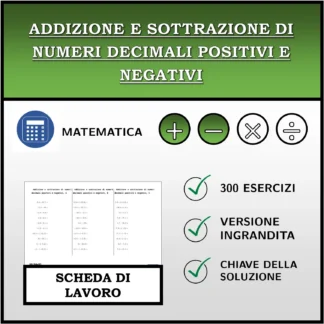 Scheda di lavoro: Addizione e sottrazione di numeri decimali positivi e negativi