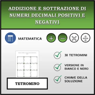 Tetramino: Addizione e sottrazione di numeri decimali positivi e negativi