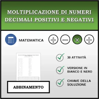 Esercizio di abbinamento: Moltiplicazione di numeri decimali positivi e negativi