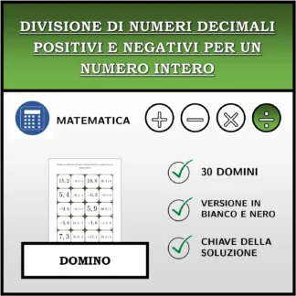 Domino: Divisione di numeri decimali positivi e negativi per un numero intero