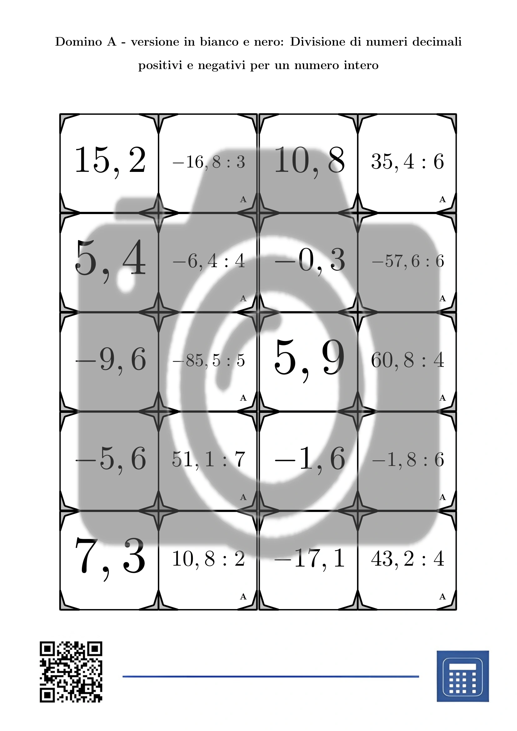 Domino: Divisione di numeri decimali positivi e negativi per un numero intero - immagine 3