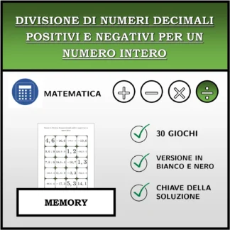 Memory: Divisione di numeri decimali positivi e negativi per un numero intero