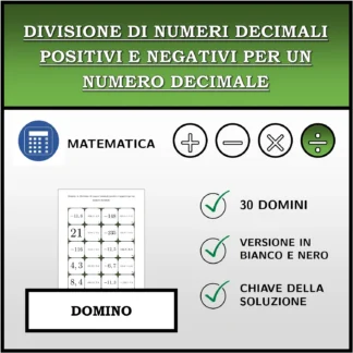 Domino: Divisione di numeri decimali positivi e negativi per un numero decimale
