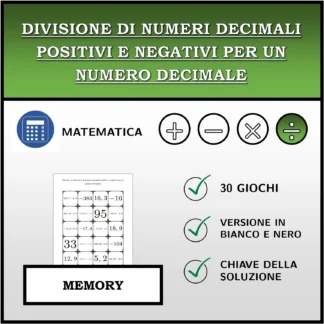 Memory: Divisione di numeri decimali positivi e negativi per un numero decimale