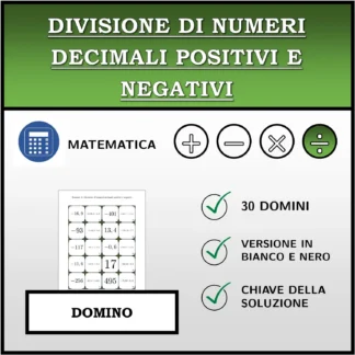 Domino: Divisione di numeri decimali positivi e negativi