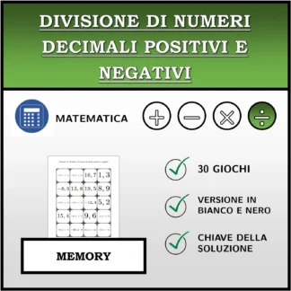 Memory: Divisione di numeri decimali positivi e negativi