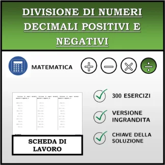Scheda di lavoro: Divisione di numeri decimali positivi e negativi