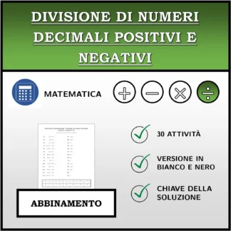 Esercizio di abbinamento: Divisione di numeri decimali positivi e negativi