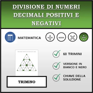 Trimino: Divisione di numeri decimali positivi e negativi