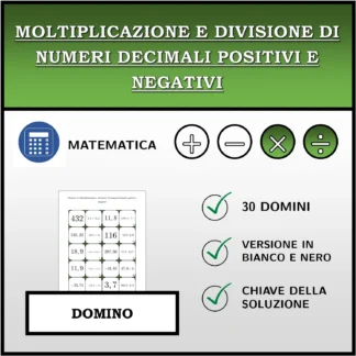 Domino: Moltiplicazione e divisione di numeri decimali positivi e negativi