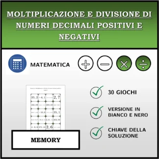Memory: Moltiplicazione e divisione di numeri decimali positivi e negativi
