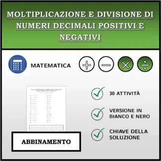 Esercizio di abbinamento: Moltiplicazione e divisione di numeri decimali positivi e negativi