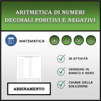 Esercizio di abbinamento: Aritmetica di numeri decimali positivi e negativi