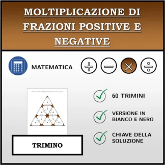 Trimino: Moltiplicazione di frazioni positive e negative
