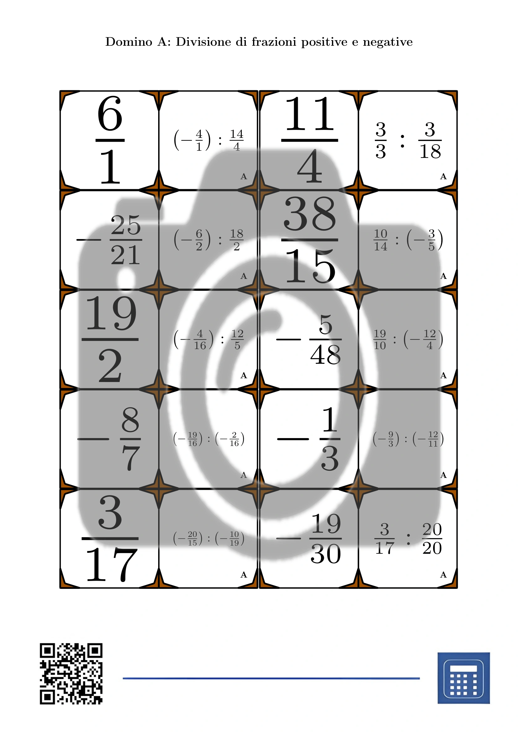 Domino: Divisione di frazioni positive e negative - immagine 2