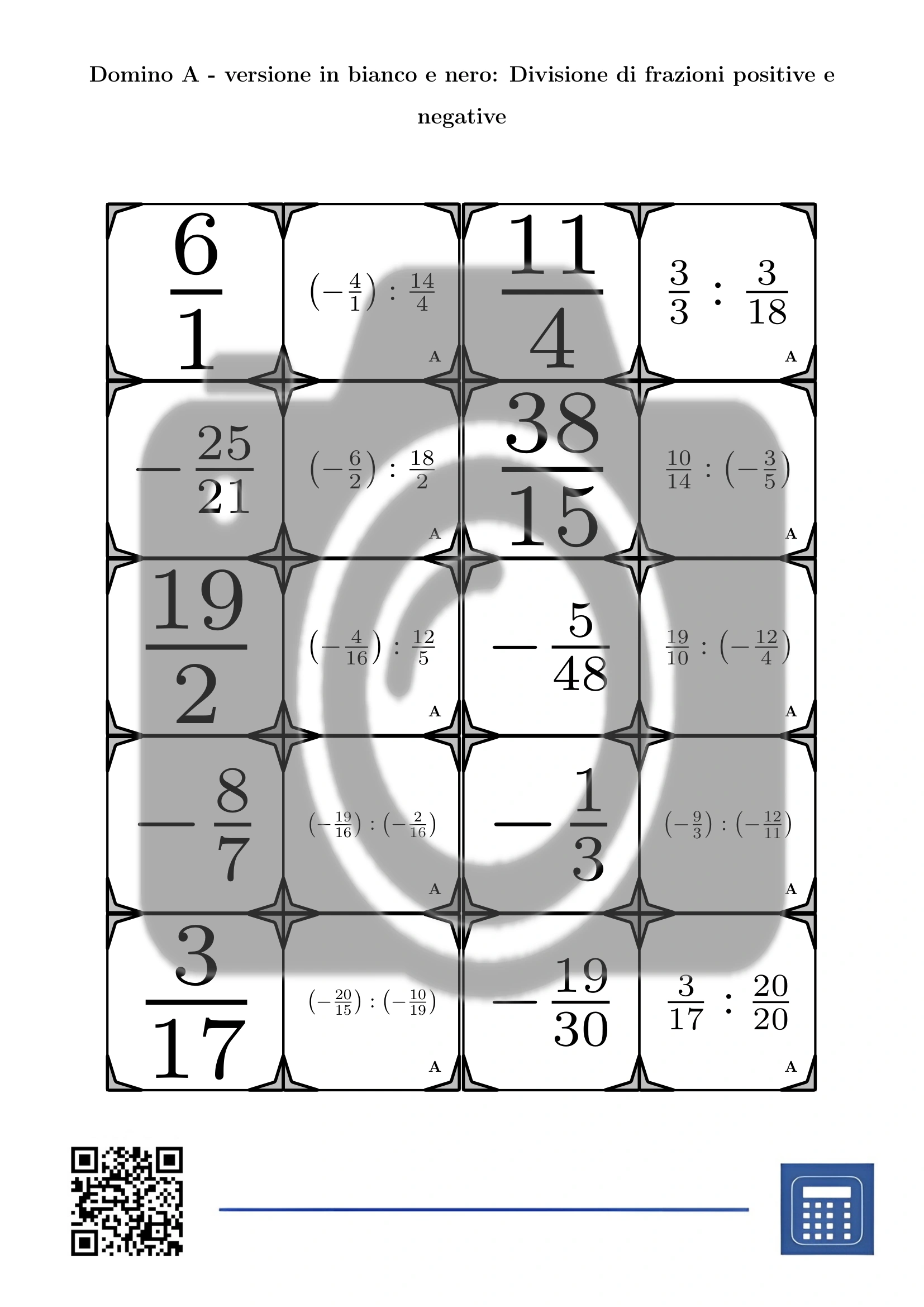 Domino: Divisione di frazioni positive e negative - immagine 3