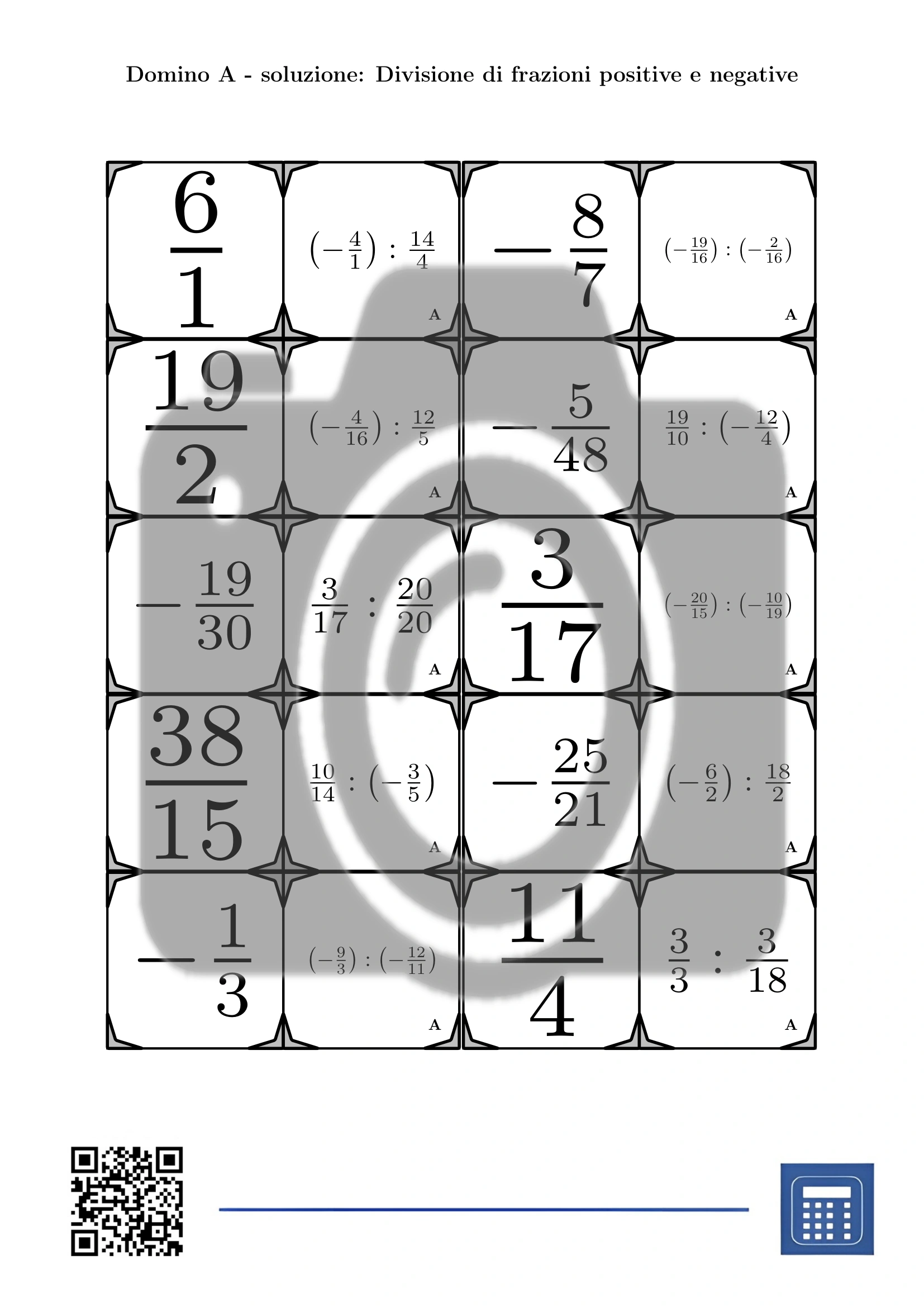 Domino: Divisione di frazioni positive e negative - immagine 4