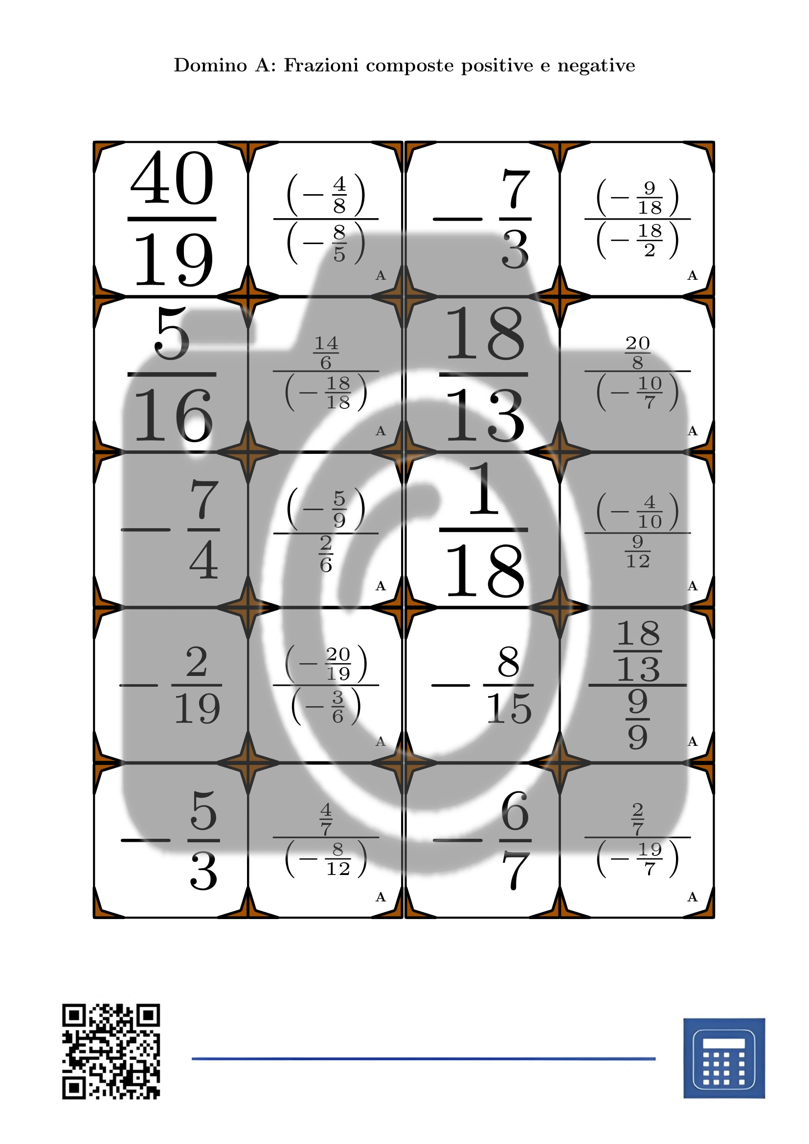 Domino: Frazioni composte positive e negative - immagine 2