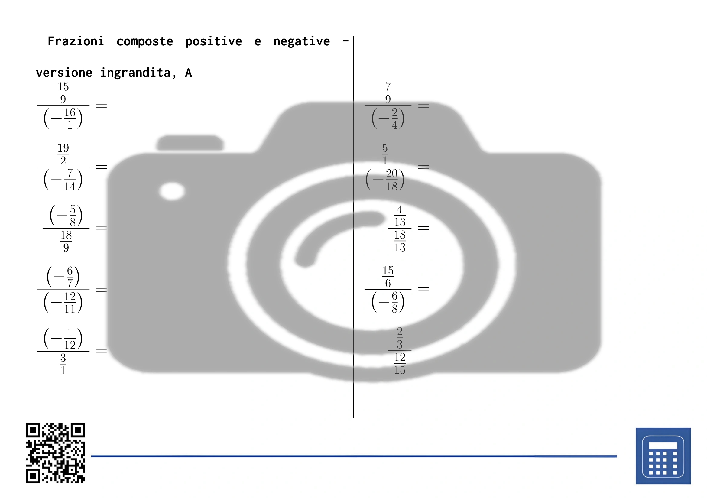 Scheda di lavoro: Frazioni composte positive e negative - immagine 3