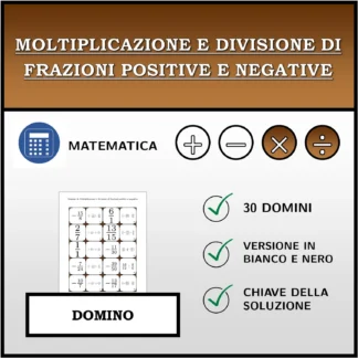 Domino: Moltiplicazione e divisione di frazioni positive e negative