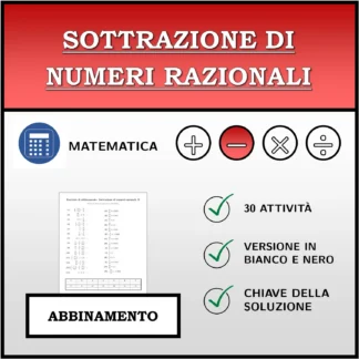 Esercizio di abbinamento: Sottrazione di numeri razionali