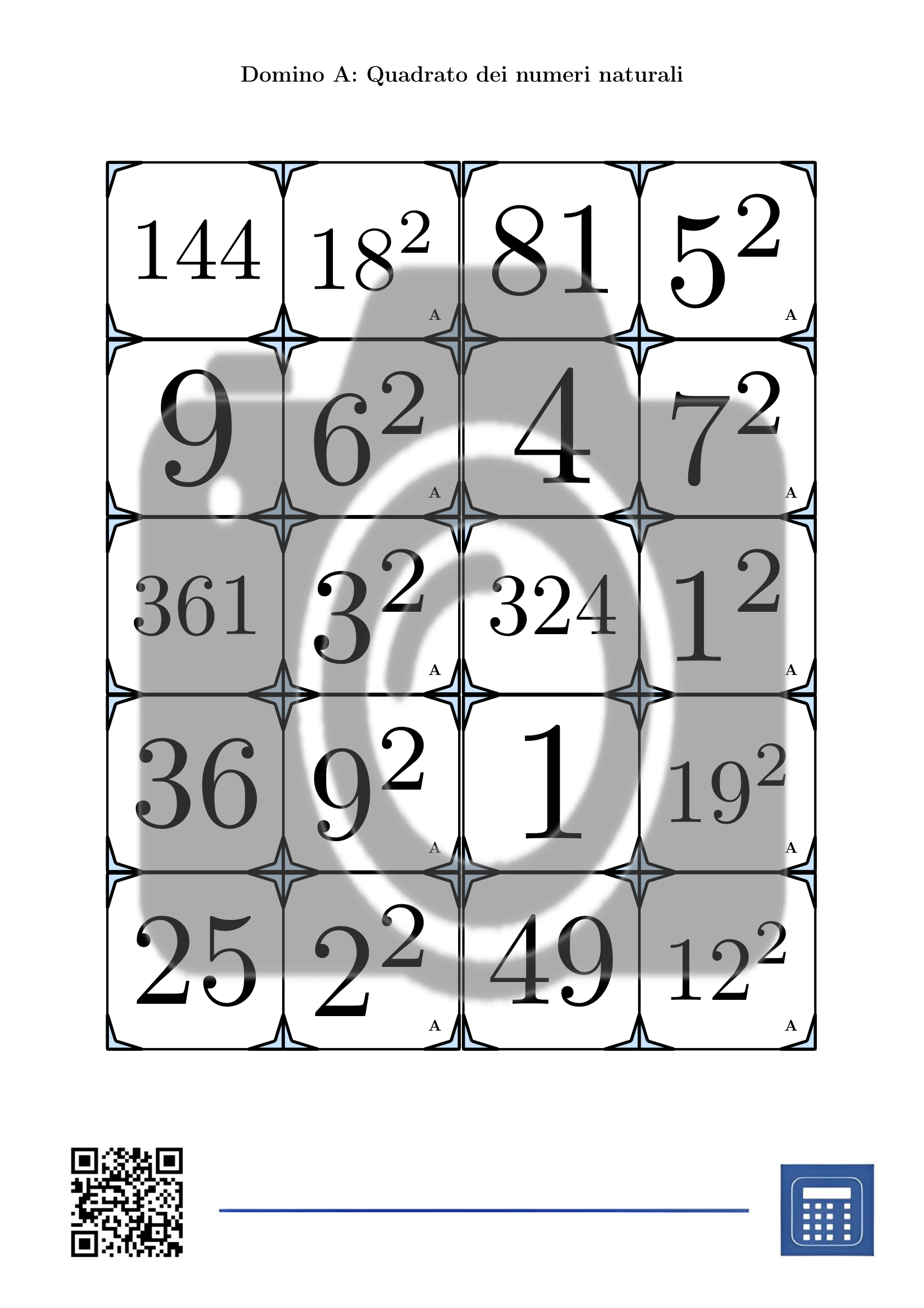 Domino: Quadrato dei numeri naturali - immagine 2