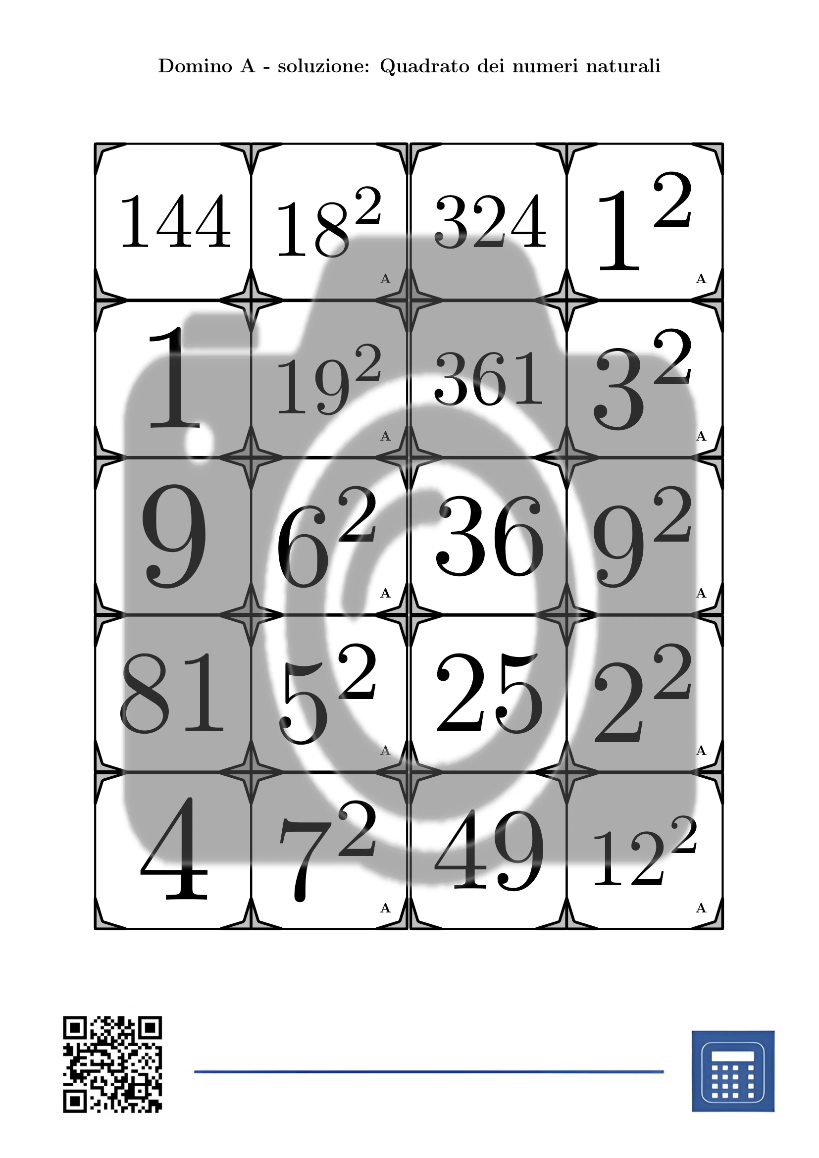 Domino: Quadrato dei numeri naturali - immagine 4