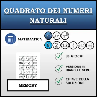 Memory: Quadrato dei numeri naturali