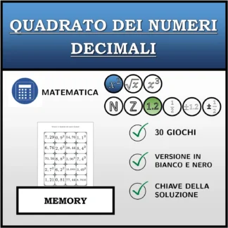 Memory: Quadrato dei numeri decimali