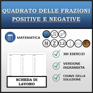 Scheda di lavoro: Quadrato delle frazioni positive e negative