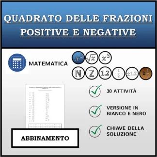 Esercizio di abbinamento: Quadrato delle frazioni positive e negative