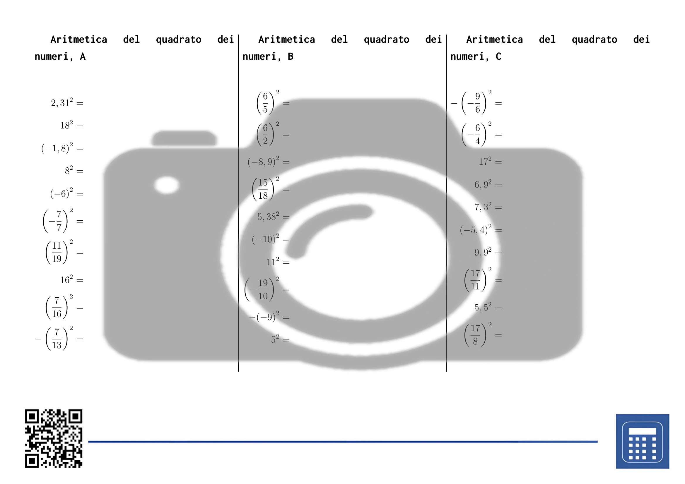 Scheda di lavoro: Aritmetica del quadrato dei numeri - immagine 2