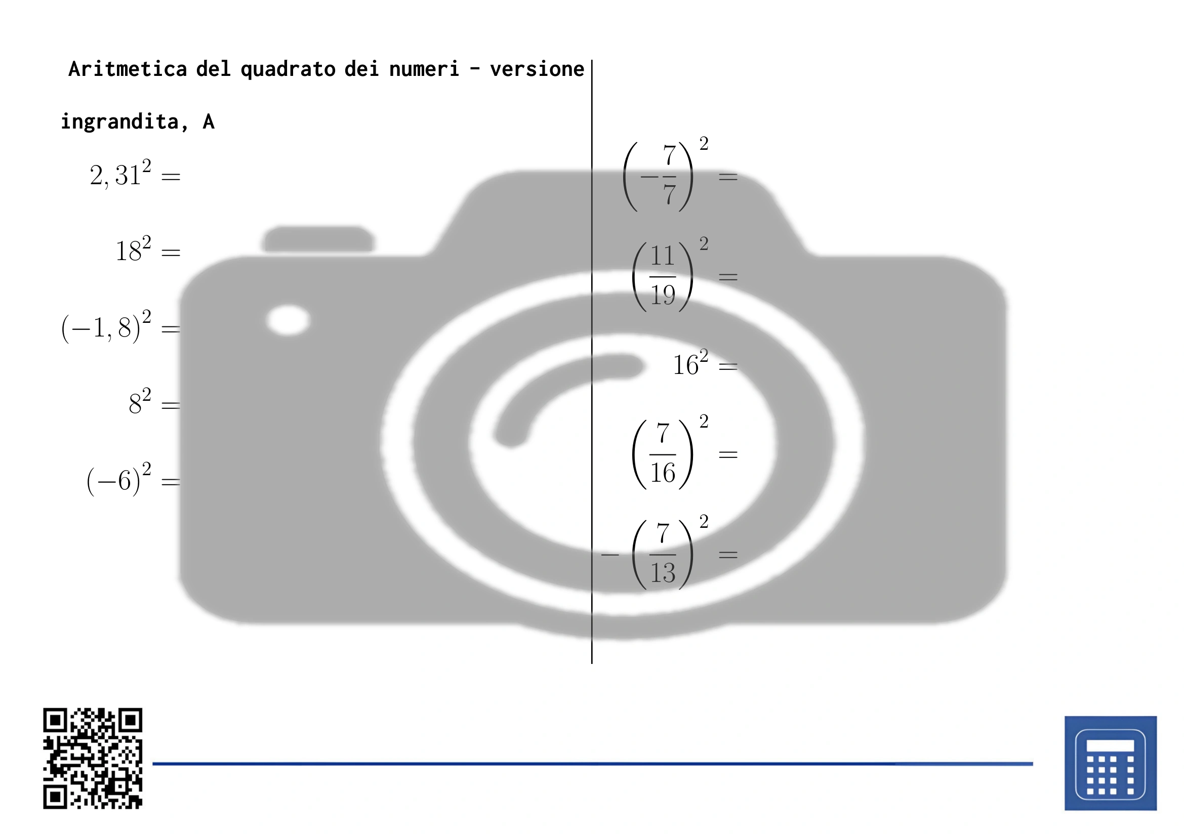 Scheda di lavoro: Aritmetica del quadrato dei numeri - immagine 3