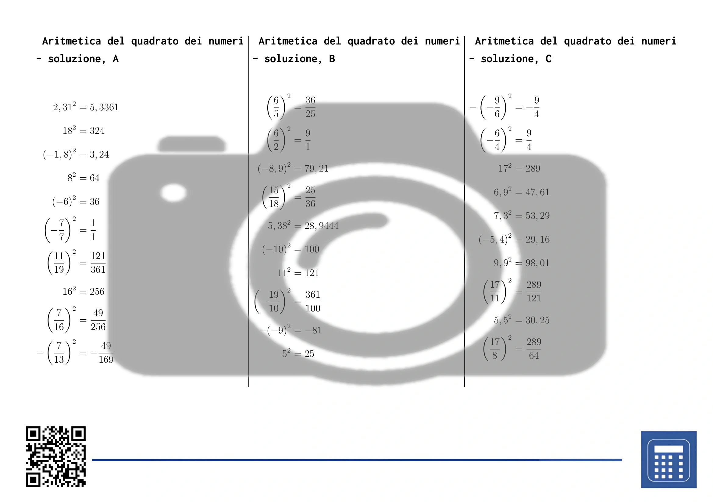 Scheda di lavoro: Aritmetica del quadrato dei numeri - immagine 4