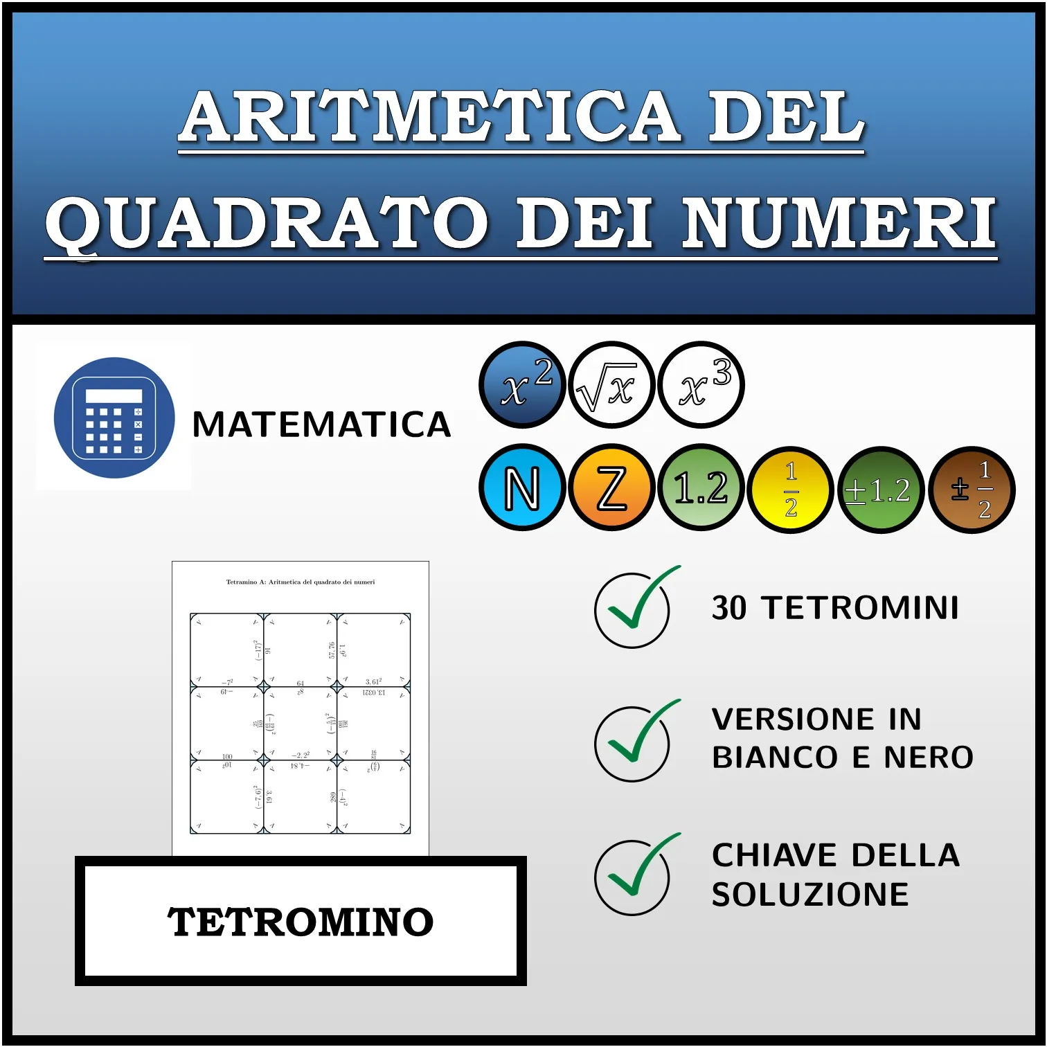 Tetramino: Aritmetica del quadrato dei numeri