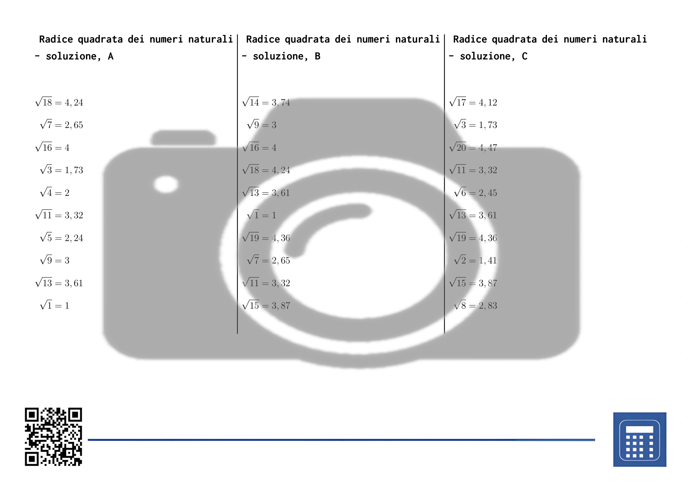 Scheda di lavoro: Radice quadrata dei numeri naturali - immagine 4