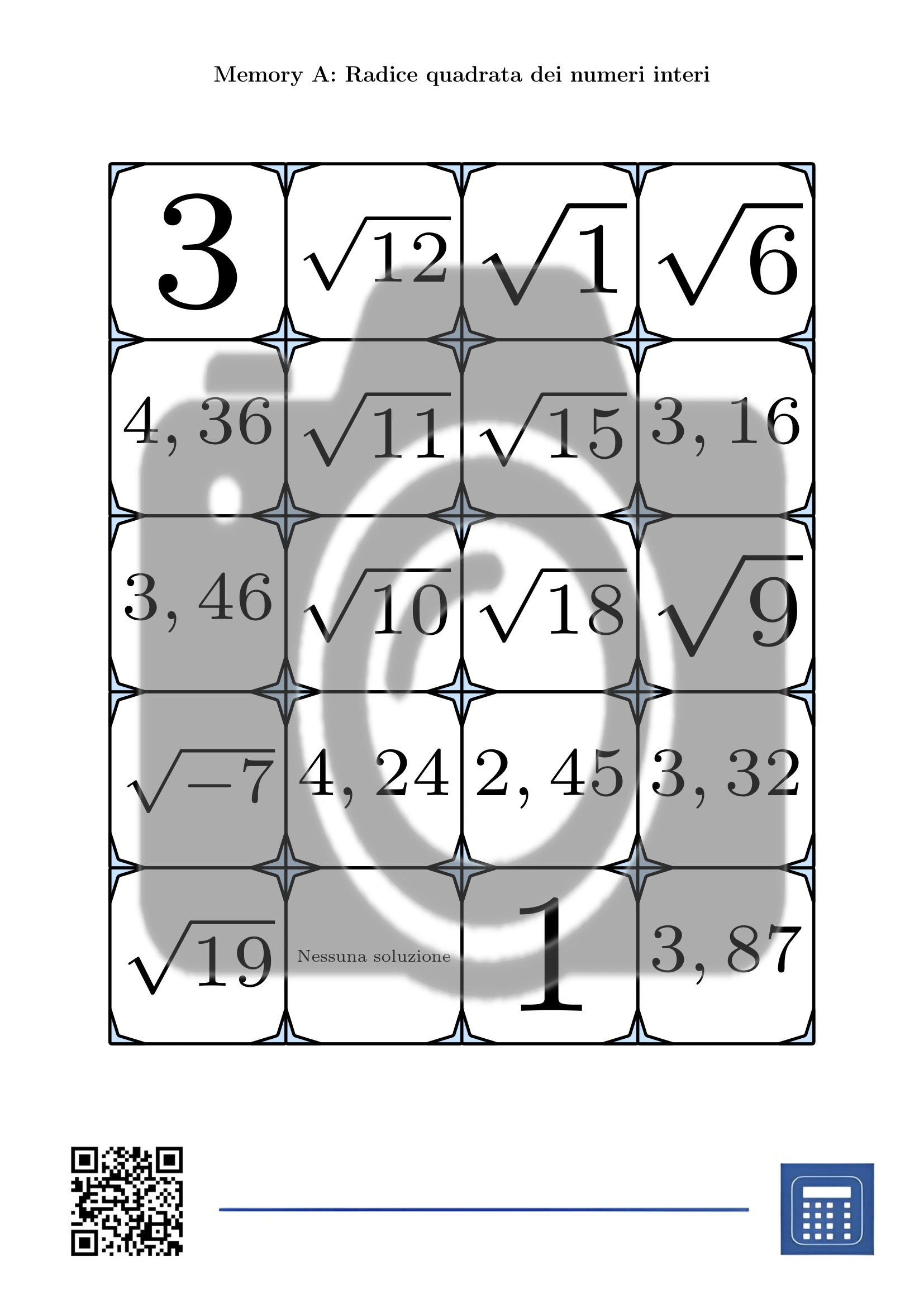 Memory: Radice quadrata dei numeri interi - immagine 2