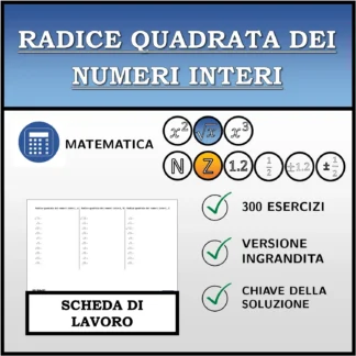 Scheda di lavoro: Radice quadrata dei numeri interi