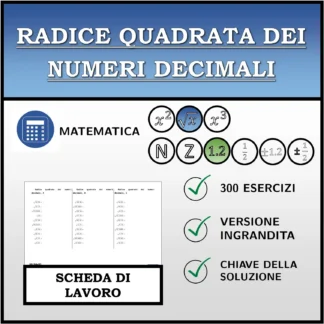 Scheda di lavoro: Radice quadrata dei numeri decimali