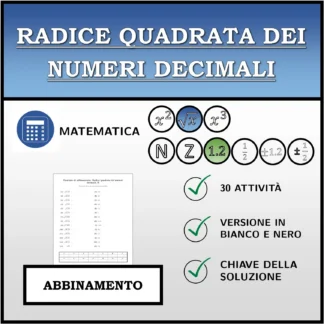Esercizio di abbinamento: Radice quadrata dei numeri decimali