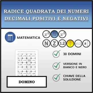Domino: Radice quadrata dei numeri decimali positivi e negativi