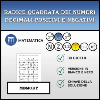 Memory: Radice quadrata dei numeri decimali positivi e negativi
