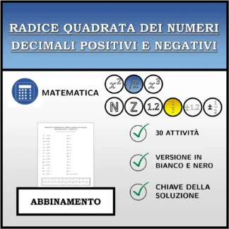 Esercizio di abbinamento: Radice quadrata dei numeri decimali positivi e negativi